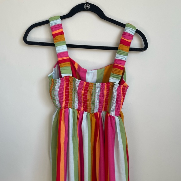 NWT Show Me Your Mumu Fling Midi Dress in getaway stripe. Rainbow colored - Picture 8 of 11